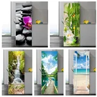 Наклейки на холодильник, водостойкие, самоклеящиеся, с пейзажем, цветами