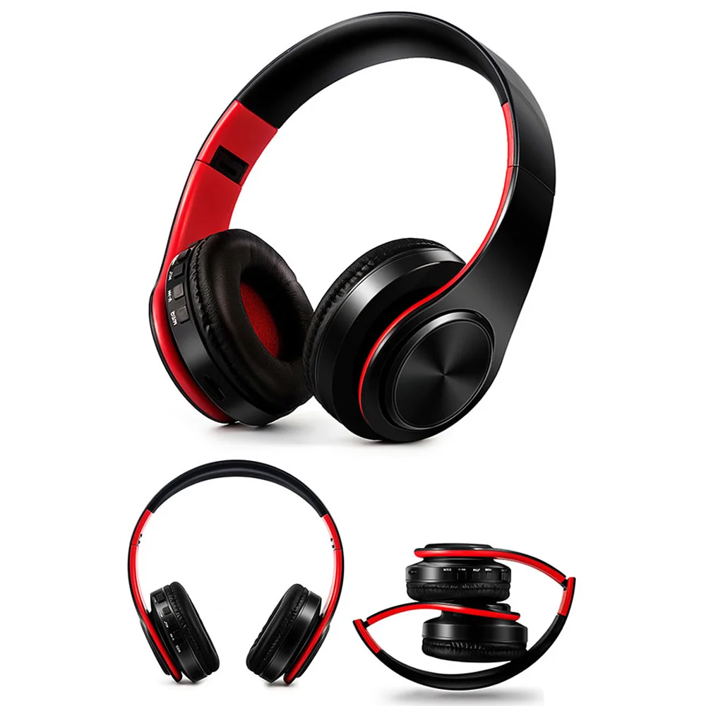 Black Red Беспроводные наушники Bluetooth гарнитура стерео Складные Спортивные Беспроводные наушники с микрофоном игровая гарнитура беспроводные наушники - Цвет: Black Red
