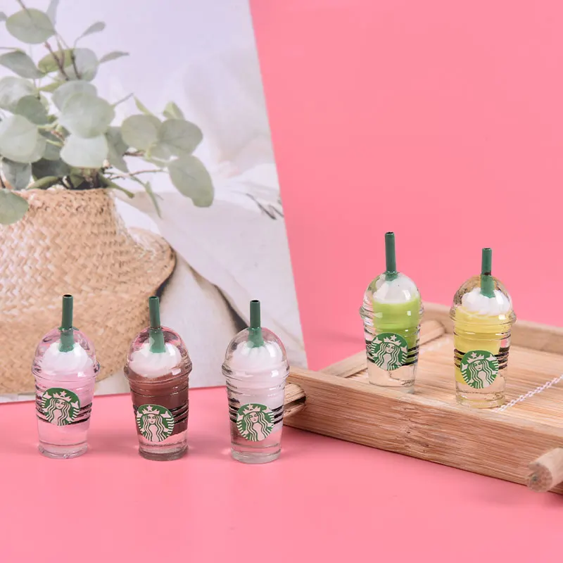 

Resin Kawaii 3D Straw Milk Tea Ice Cream Coffee Frappuccino Cup Charm Imitation Food Pendant Jewlery Findings 10Pcs