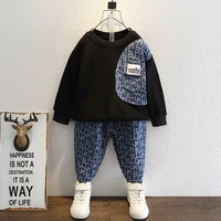 boys suit spring and autumn new style foreign childrens clothing fashionable childrens casual denim two piece suit