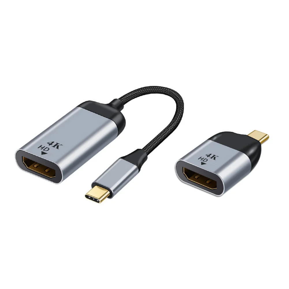 

USB C Male to Female Adapter Aluminum Alloy Type C to HDMI-Compatible 4K 60Hz HD Projection Video Cable Adapter