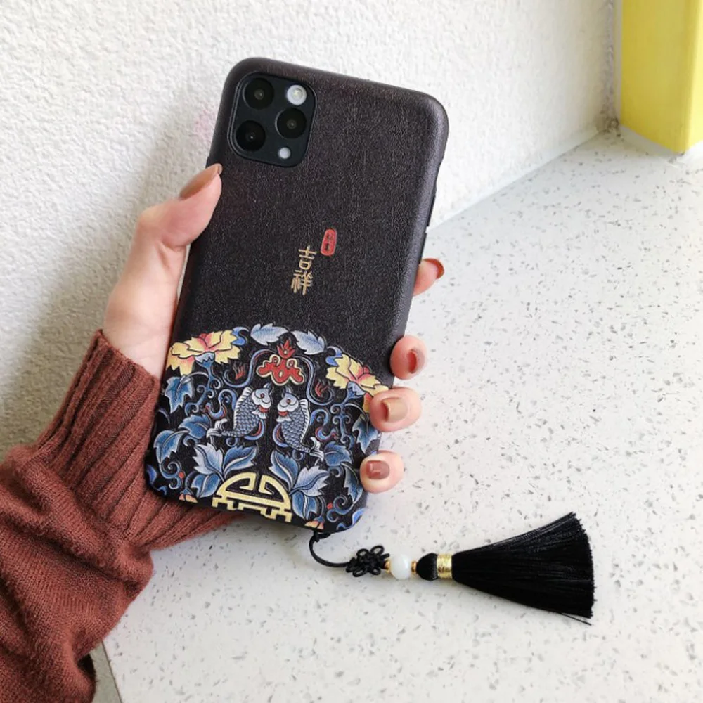 Чехол для телефона с кисточками в китайском стиле iPhone 11 Pro 7 8 6 6S Plus X XR XS Max