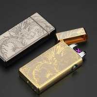 luxury electronic lighter noble double pulsed arc lighter usb rechargeable flameless electric smoking cigar lighters mecheros