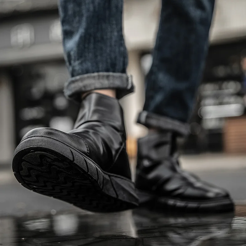 Mazefeng Brand New Boots Men Casual Shoes Zipper Side Comfortable Waterproof Autumn Men's Shoe Size 39-44 | Обувь