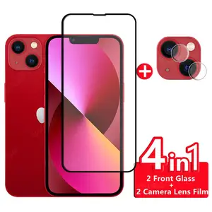 4 in 1 for iphone 13 mini glass for iphone 13 mini tempered glass full hd screen protector for iphone 13 pro max mini lens glass free global shipping