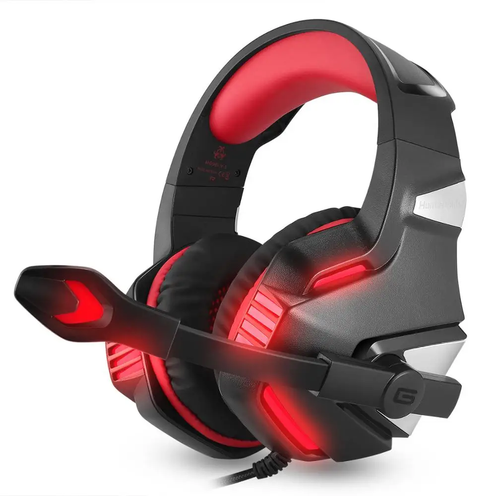 

V-4 Stereo Gaming Headset, Noise Cancelling Over Ear Headphones with Mic, LED Light, Bass Surround for PC/Computer/Laptop Game