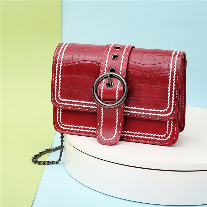 

2021 Temperament Small Square Bag Joker Western Style Thick Line Belt Pliers Chain Shoulder Messenger Bag