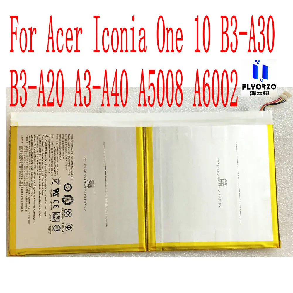Brand new high quality 6100mAh PR-279594N Battery For Acer Iconia One 10 B3-A30 B3-A20 A3-A40 A5008 A6002 Tablet PC