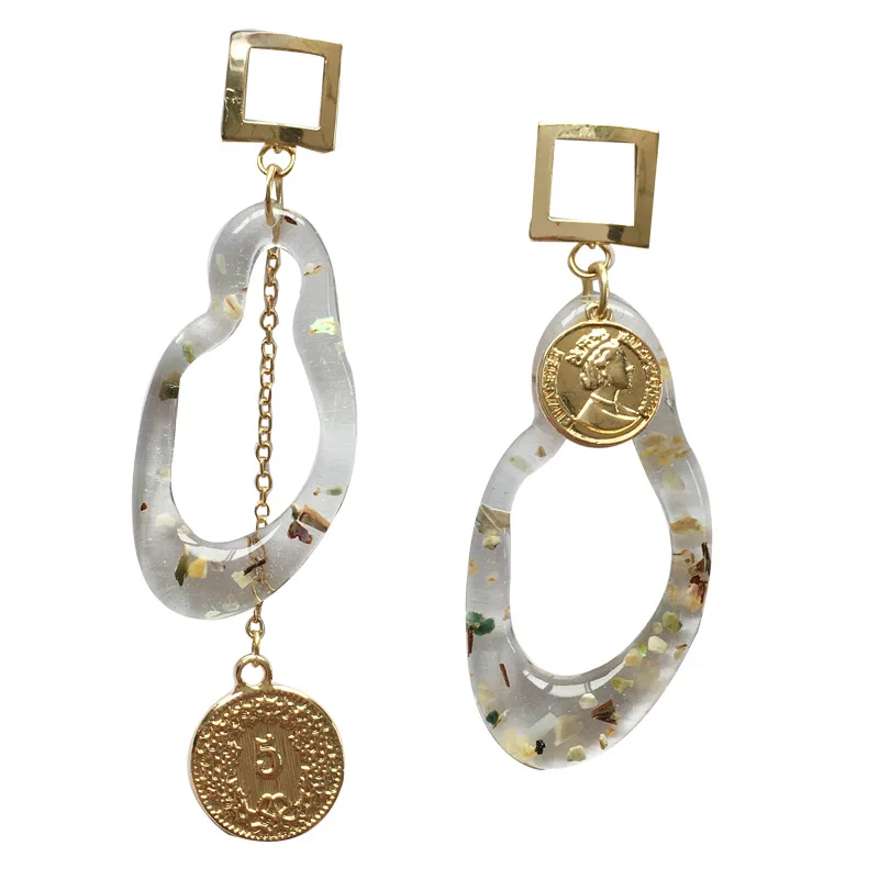 

CH-636 S925 silver needle French design asymmetrical Nordic style metal fashion earrings for women