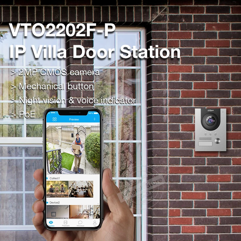 Dahua оригинальный наружный видеодомофон VTO2202F P 1080P ip камера дверной телефон PoE