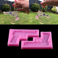 1pcs pistol shape epoxy resin silicone mold 3d gun toy chocolate pastry biscuits molds epoxy resin moulds for diy jewelry making