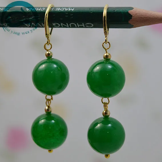 

Серьги из нефрита в новом стиле, висячие серьги ручной работы с золотым крючком, большие размеры, зеленые камни, очаровательный подарок для ...