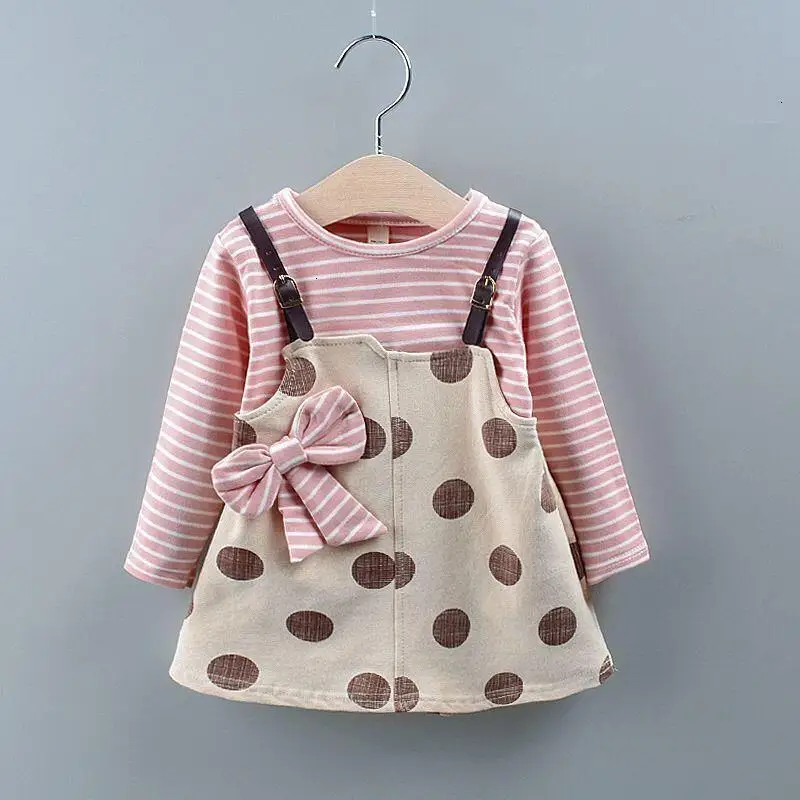 Girls Dress Spring Autumn Children Fashion Long Sleeve Cotton Fake 2pcs Dresses For Baby Kids Party Princess Clothes | Детская одежда и