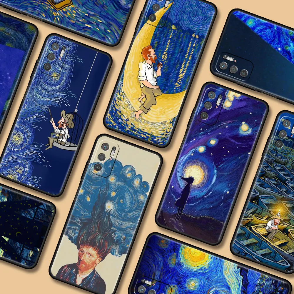 

Paintings Starry Night Van Gogh Chic Phone Case For Xiaomi Redmi Note 9S 9 8 Pro 9C 7 8T 8 10 9A 7A K40 4G 8A Cover Soft Capa