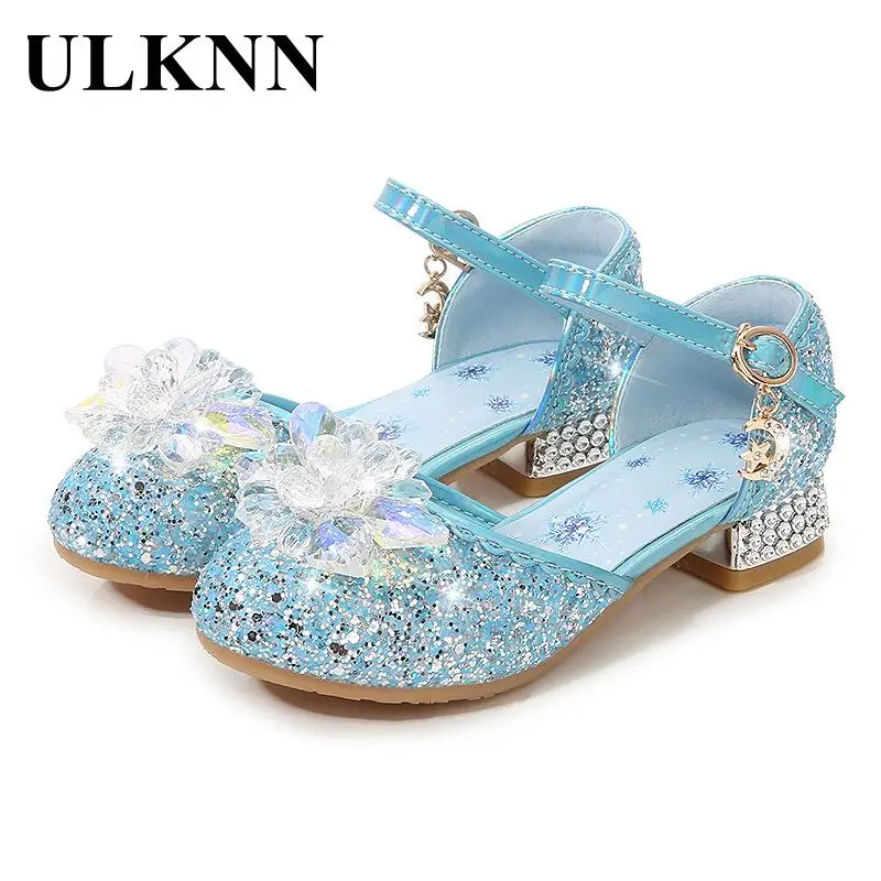 

Girl's Rhinestone Sandals Children's Girl Princess Shoe Students High-heel Dance Shoe Baby Girl Wedding Dress Sandals 2.5cm Pink