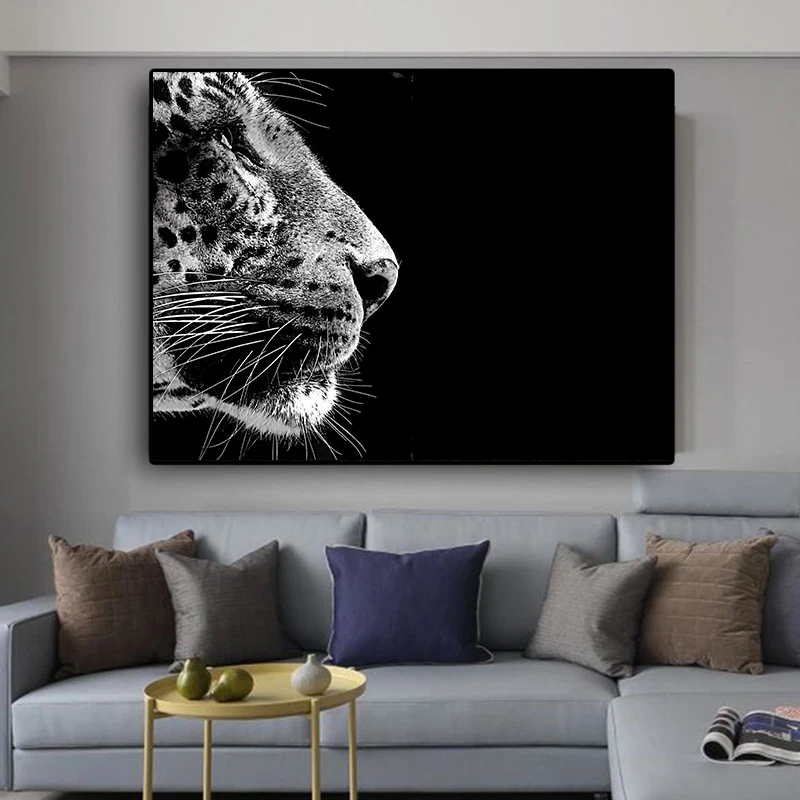 Картина из черно белого холста со львами тигром волком постеры и принты в