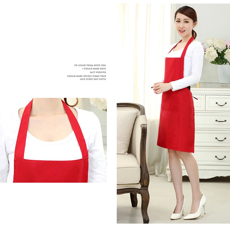 

New 1pc 2Colors Cooking Kitchen Apron For Woman Men Chef Waiter Cafe Shop BBQ Hairdresser Aprons Gift Bibs Wholesale