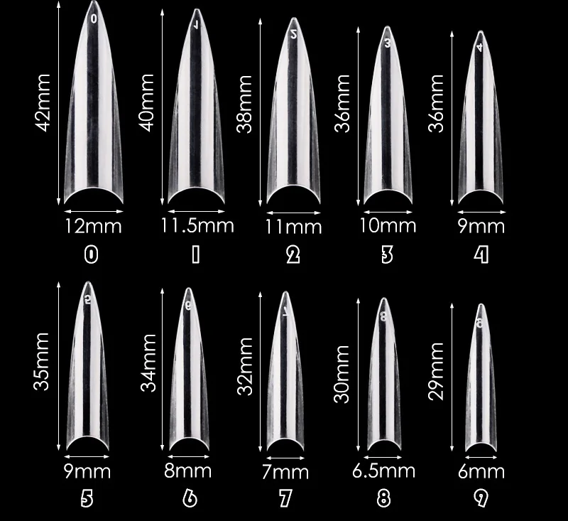 

500pc/Box Pointy Stiletto Nail Tips Clear/Natural False Fake Manicure Acrylic Gel Diy Salon Suppliers Extra-Long Fingernail Claw