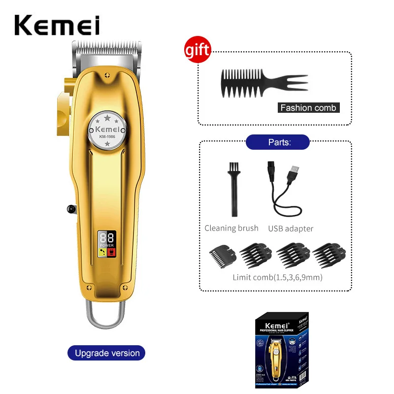 Kemei 1986 1949 2028 Professional Hair Clipper Combo Electric Cordless Trimmer Barber Beard Shaver Hair Cutting Machine Gold Kit enlarge