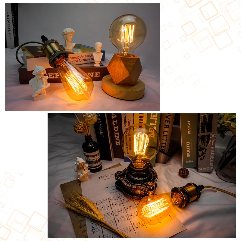 

4pcs/lot Retro Edison Light Bulb E27 220V 40W A19 A60 T10 T45 T185 ST64 G80 G95 Filament Vintage Ampoule Incandescent Bulb Lamp