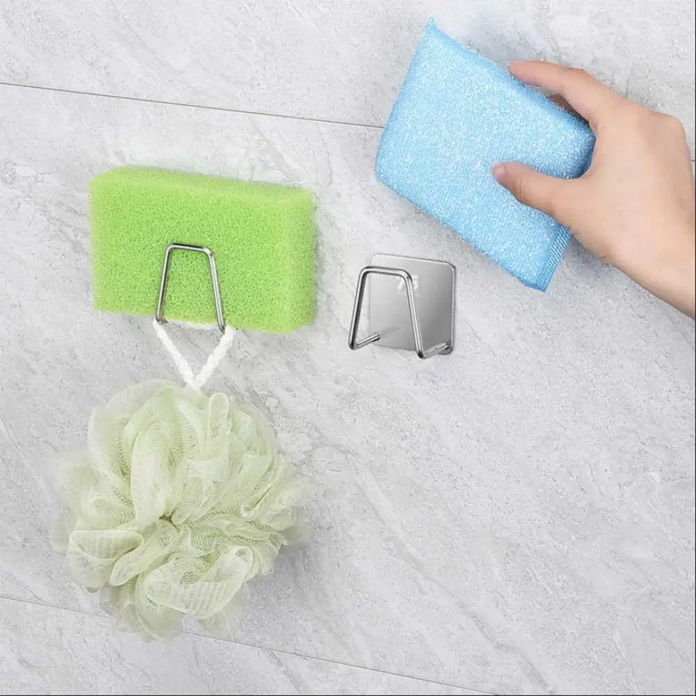 

Sponge Drain Holder Rack 304 Stainless Steel Punch Free Hanging Rack Cloth Hook Storage Wall Hanger Kitchen Bathroom Organizer