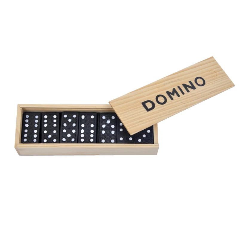 A classic dominoes game. The parts and case are made of wood
