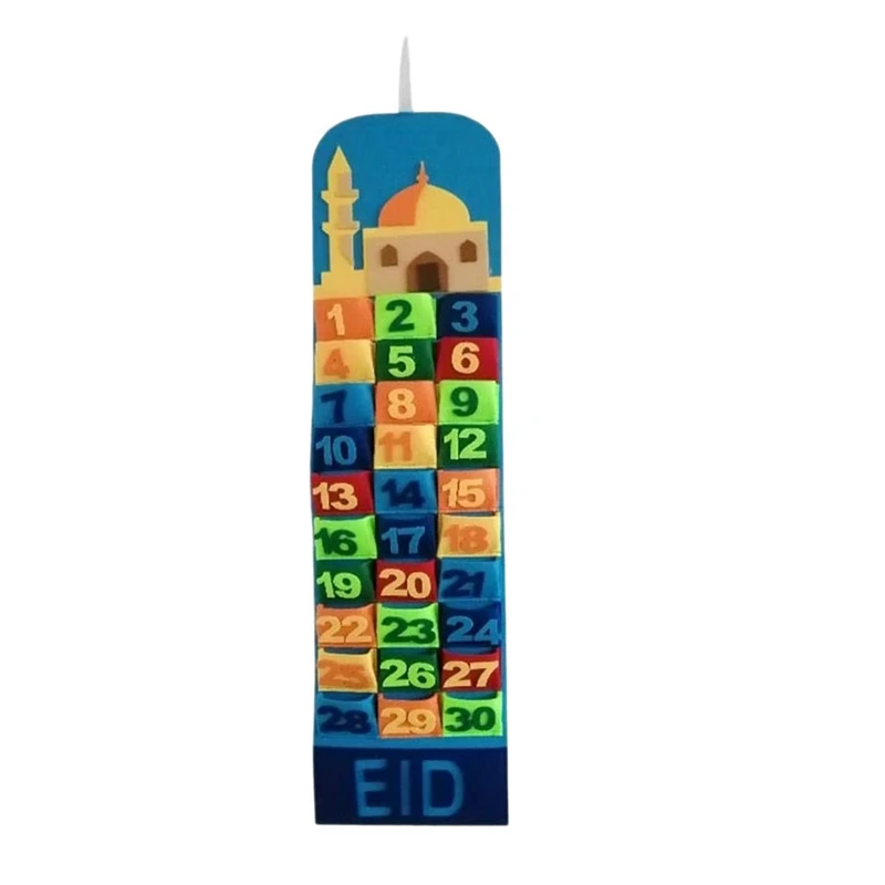 

Ramadan Mubarak Countdown Calendar Eid Mubarak Wall 30Days Calendar with Pockets for Festival Party Decoration