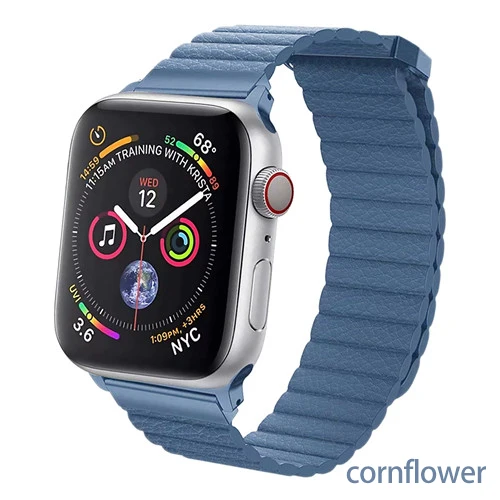 Кожаный ремешок для apple watch, ремешок для apple watch 5, 4, 40 мм, 44 мм, correa iWatch 42 мм, 38 мм, браслет, Аксессуары для наручных часов - Цвет ремешка: cornflower