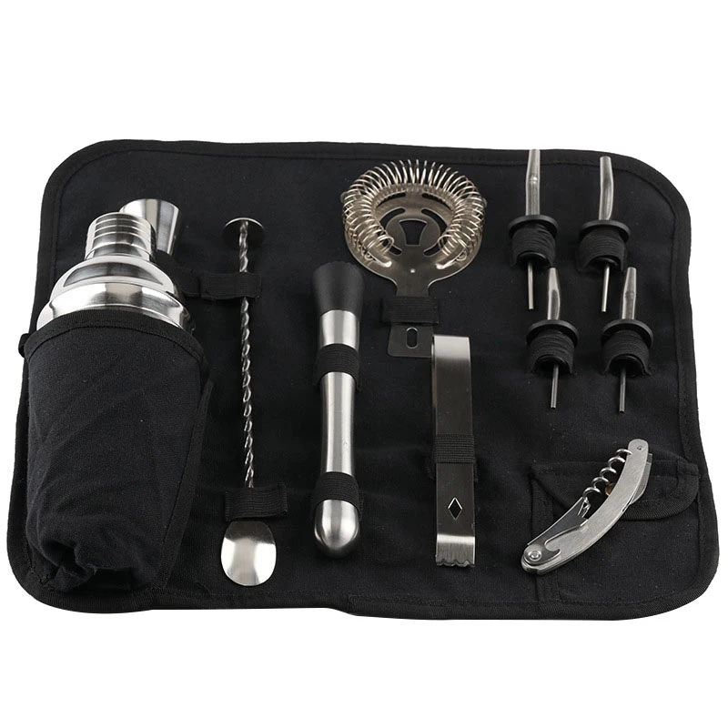 12Pcs Stainless Steel Cocktail Shaker Bar Set Bartender Kit Wine Martini Mixer Boston for Party Tool Bartenders Roll | Дом и сад