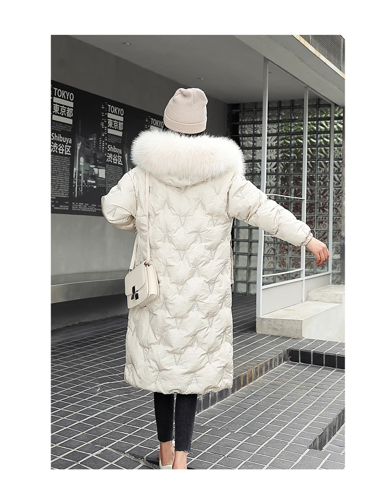 High Quality Winter Jacket Women Cotton Padded Outwear Female X-long Coat Hooded With Fur Loose Parka Korean Style