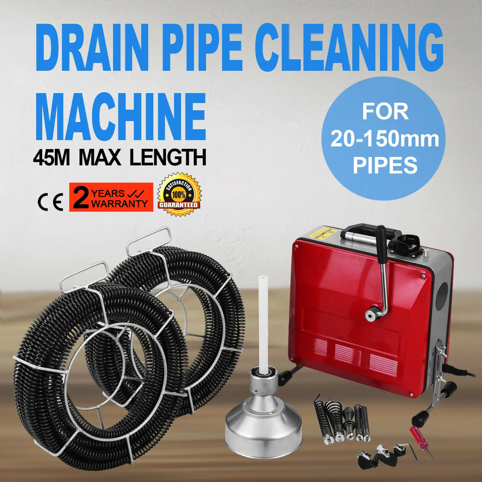 

0-150mm pipe cleaning machine 390 watt pipe cleaning device 16, 22mm spirals