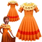 Платье принцессы оранжевое с оборками для девочек, костюм для косплея эньканто миракель мадригал из аниме, длинный халат, одежда для вечеринки на день рождения и карнавала