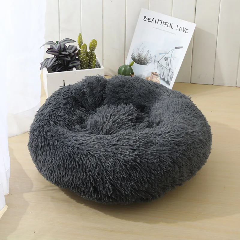 

Cat Beds Round Comfy Calming Dog Bed For Cats Soothing Bed Dog Anti Anxiet House For Cat Fleece Marshmallow Cat Bed Cushion