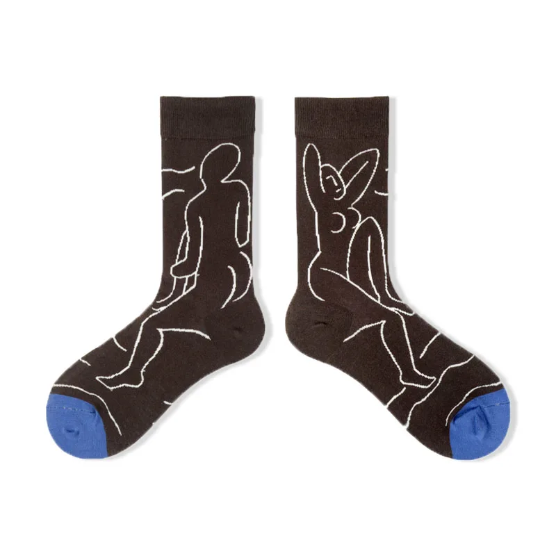 

Popular Brand Cotton Cartoon Men's Socks Combed Cotton Fashion Cartoon Flower Women's Socks Novelty Funny Skateboard Socks