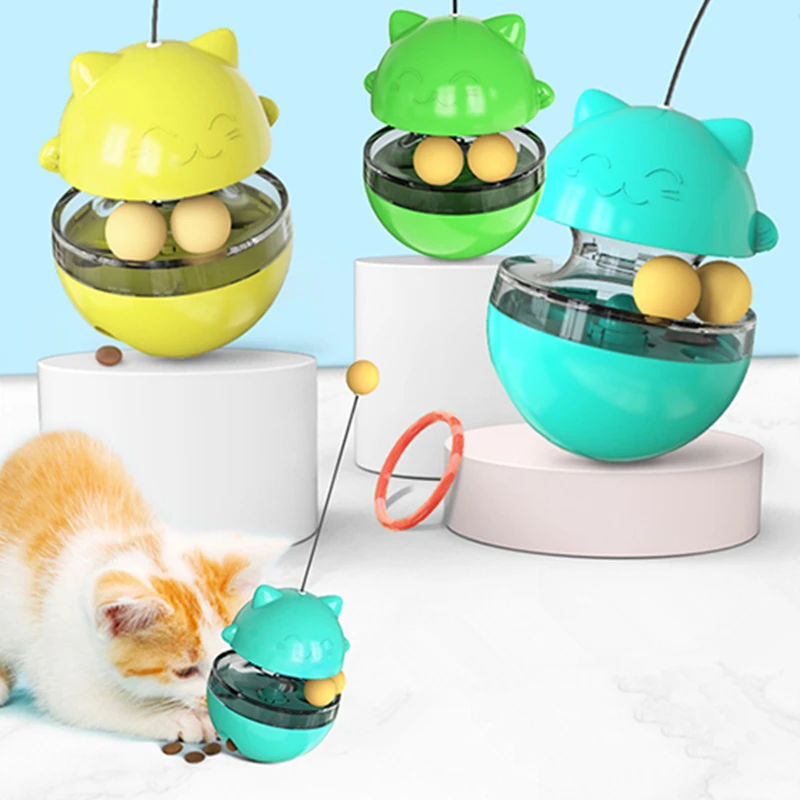

Durable Pet Cat Slow Food Toys Tumbler Leakage Food Ball Food Container Dispenser Cat Self Teaser Toys