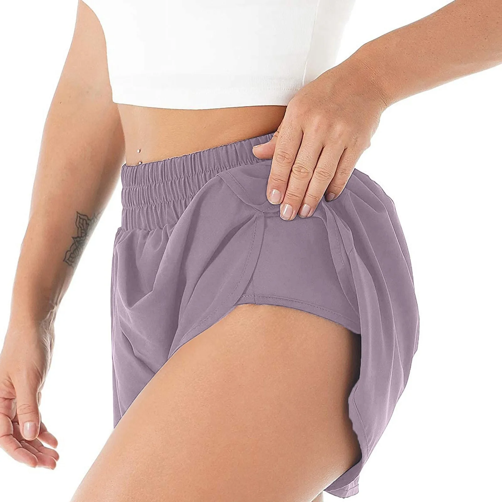 

Женские Шорты для йоги, спортивные эластичные свободные спортивные штаны, быстросохнущие штаны для йоги для бега, однотонные Шорты