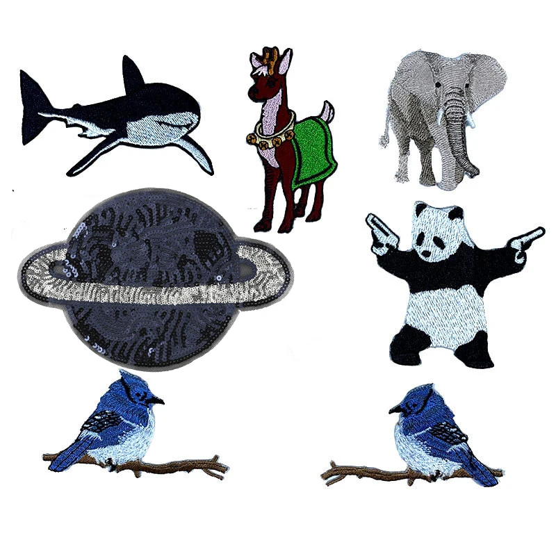 Нашивки с вышивкой в виде рыбы слона птицы мультяшных животных для одежды сделай