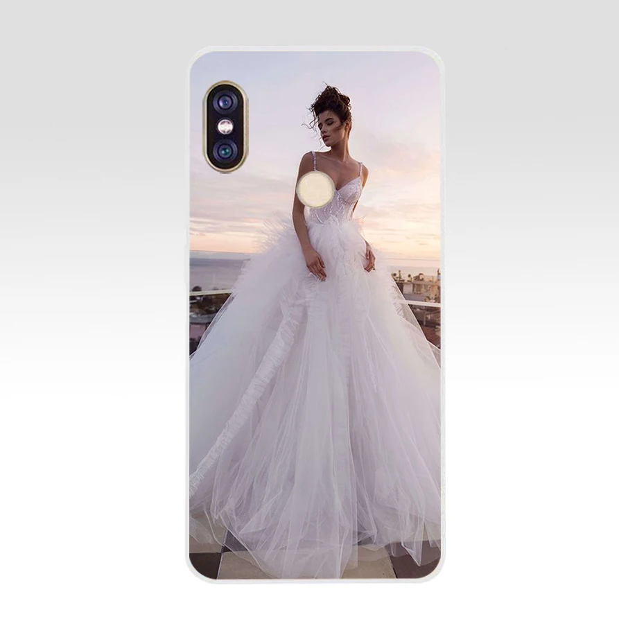 Роскошный чехол 208FG из мягкого силикона и ТПУ для девушек свадебное платье