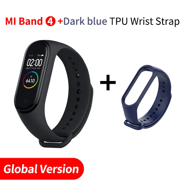 Add Blue Strap Глобальная версия Xiaomi Mi 4 смарт-Браслет фитнес-браслет трекер сердечного ритма цветной дисплей мгновенное сообщение 135 мАч часы - Цвет: Add Blue Strap