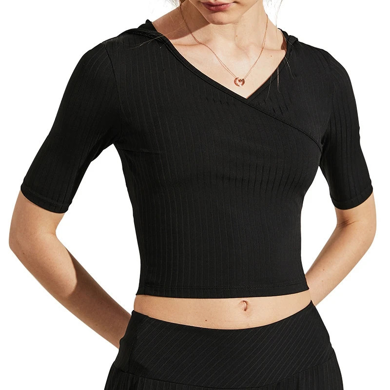 Спортивная рубашка HoodedThread укороченный топ для фитнеса йоги топы тренировок