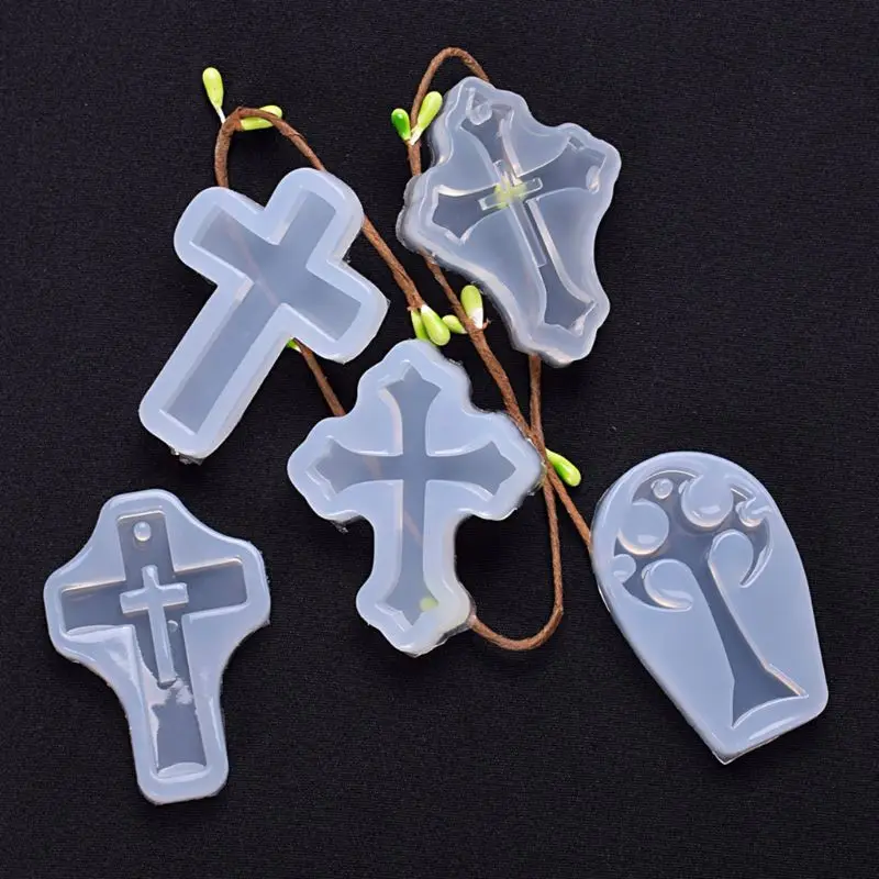 

5pcs/set Cross Silicone Epoxy Mold Resin Pendant Casting Crafts DIY Jewelry Making Mould Handmade Tools
