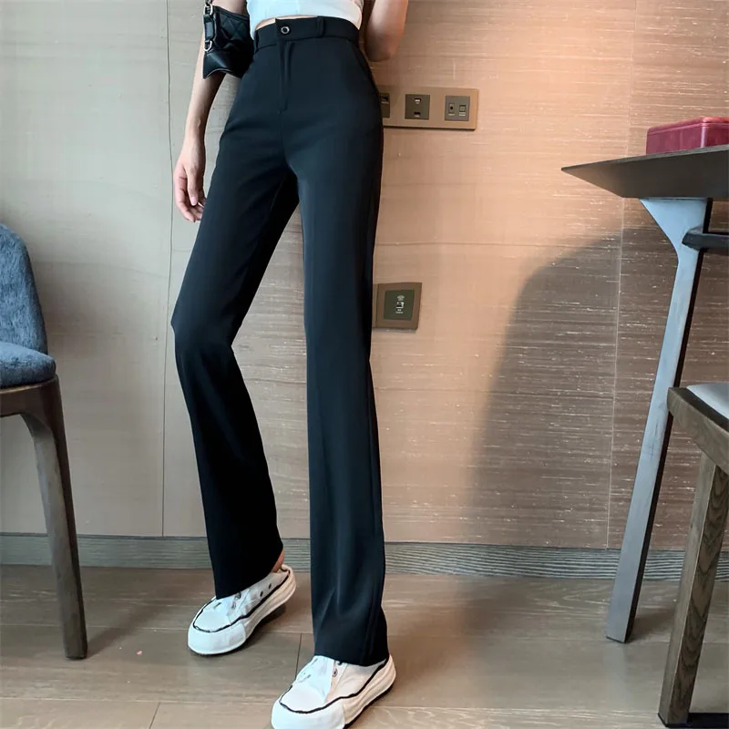

Women Vintage Elegant Solid Straight Slim Pants Summer Autumn Office Lady Thin Skinny High Waist Fashion Trousers Vestidos New