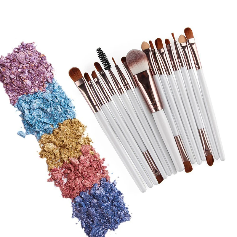 

Pack of 15 Professional Makeup Brush Set Foundation, Powder Eyeshadow Eyebrow Eyeliner and Lip Brushes