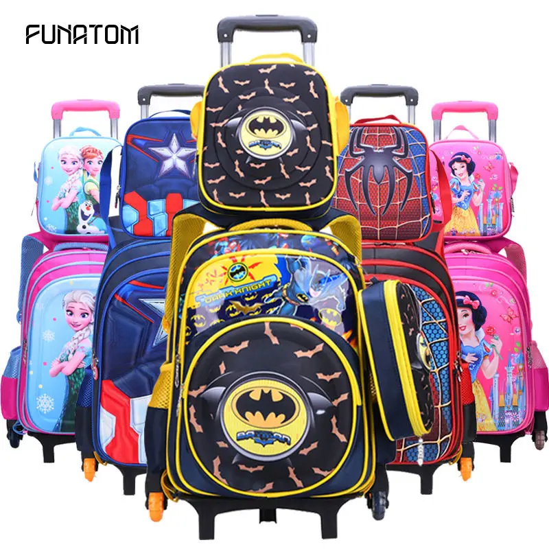 3D Детский рюкзак для путешествий на колесиках мальчиков школьников школьная