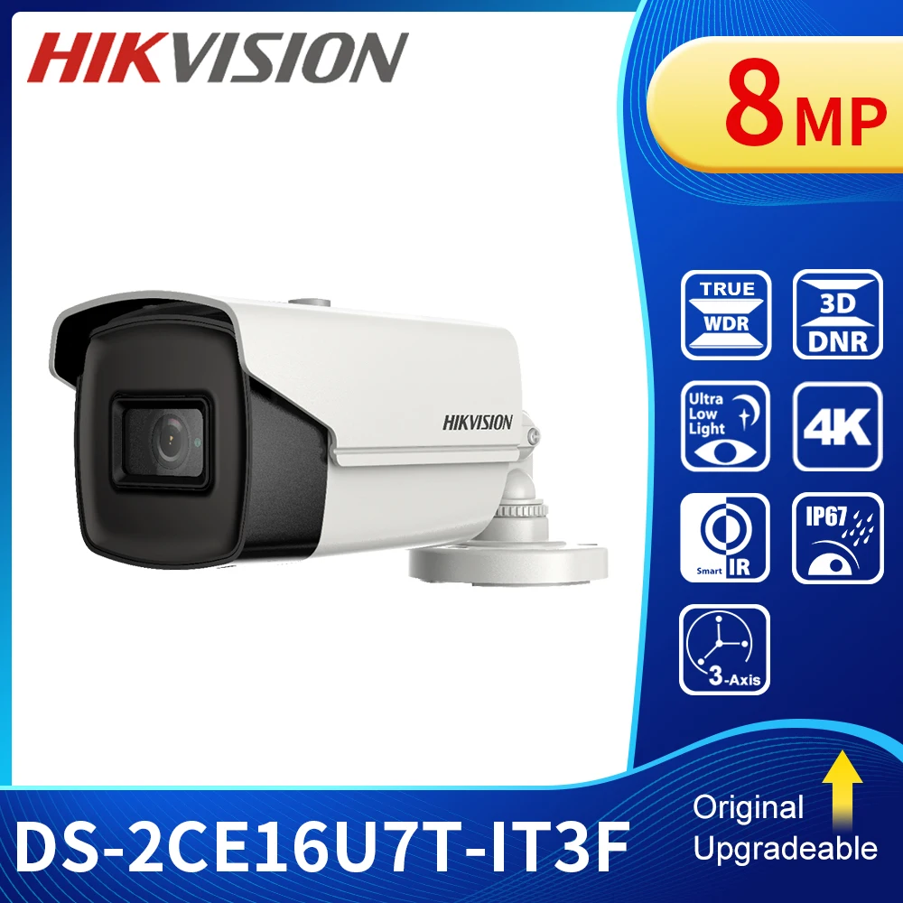 

DS-2CE16U7T-IT3F HIK 8MP Ultra Low Light Fixed Bullet Turbo HD TVI Camera 4K Metal outdoor indoor Switchable TVI AHD CVI CVBS