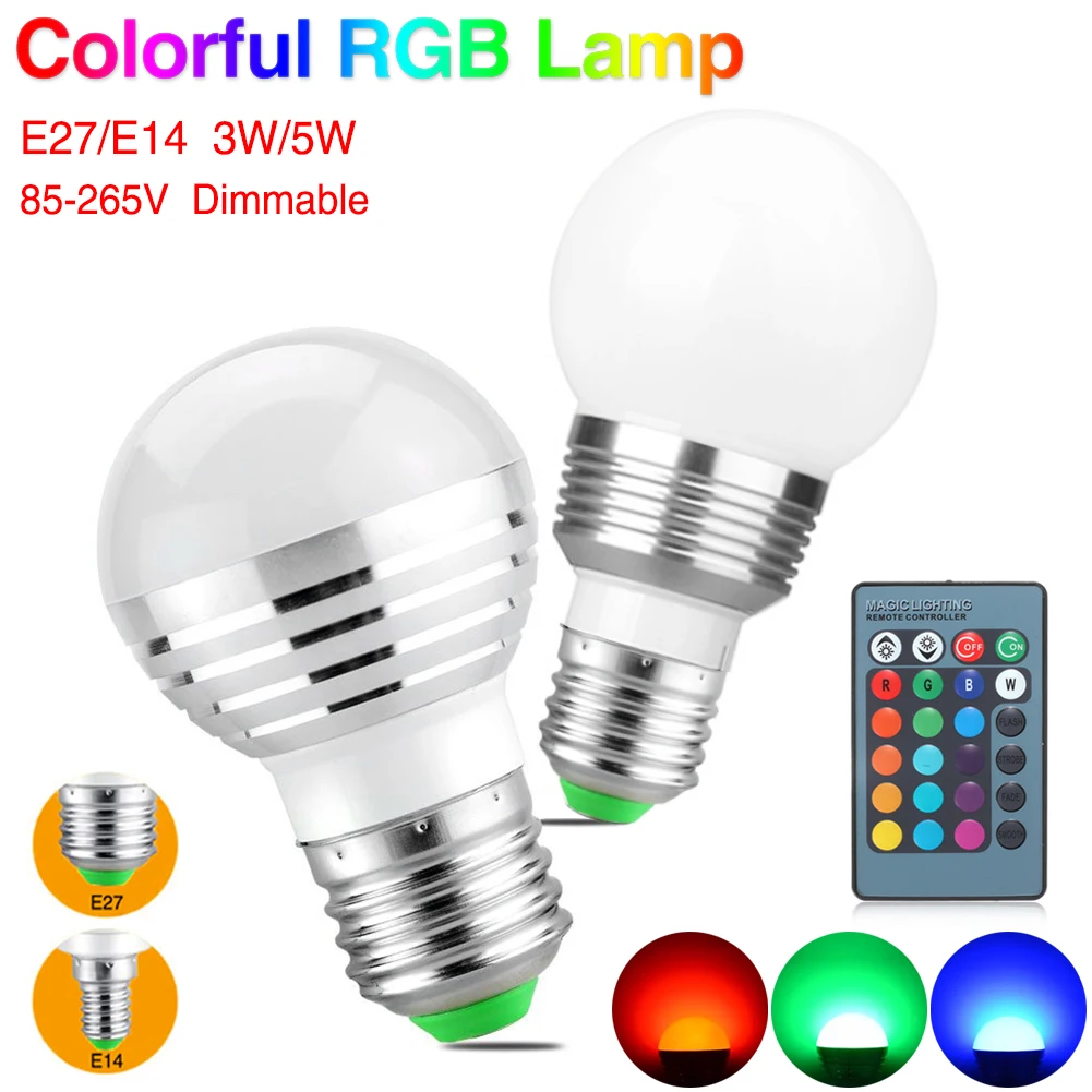 TSLEEN 3 Вт 5 лампа 16 цветов меняющая шар E27 E14 RGB светодиодный светильник + пульт