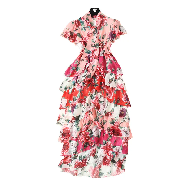

New high-end dress source paragraphs summer 2018 with printed dress cake