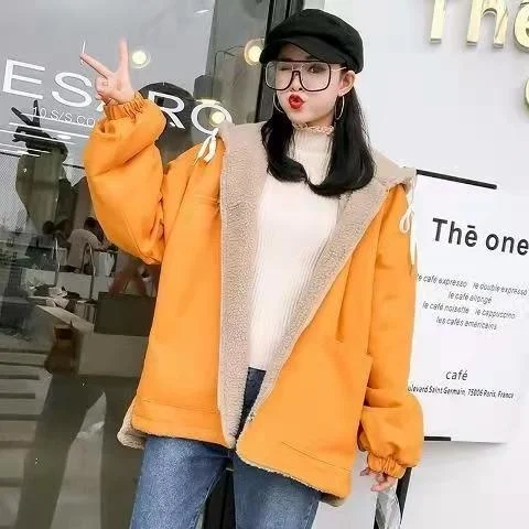 

Новая зимняя одежда, пальто из овечьей шерсти для женщин, свободное, BF Harajuku