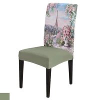 spandex chair cover garden flowers paris watercolor painting chair cover hotel wedding supplies dining chair cover stretch