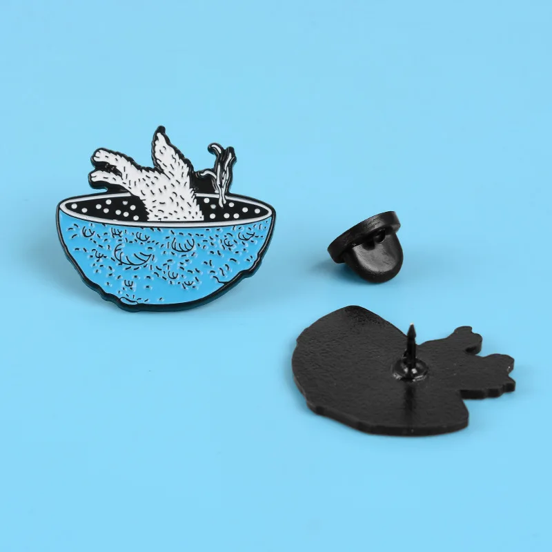 RNG cute blue mushroom white snow wolf Metal Enamel Pin Brooch girls wear Lapel shirt backpack jewelry friends gift | Украшения и